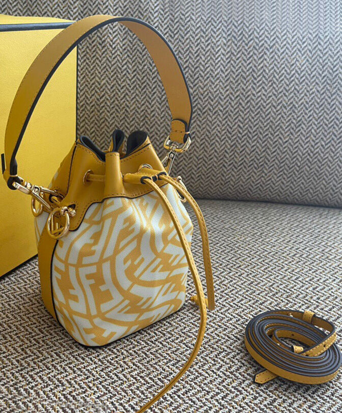 Fendi Mon Tresor Glazed Canvas Mini Bag 8BS010 Yellow